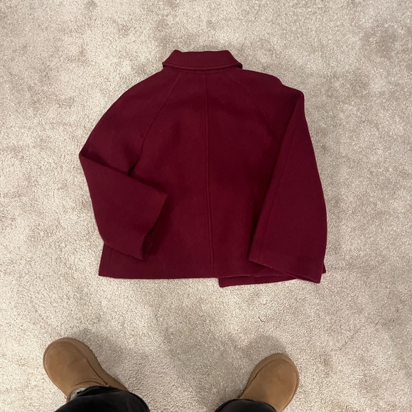 J. Crew women’s Maroon Pea Coat with Gold Buttons - Picture 6 of 6